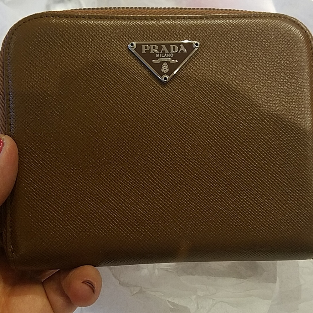PRADA BROWN BIFOLD ZIP AROUND WALLET AUTHENTIC - Picture 9 of 15